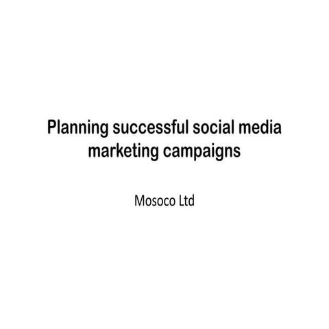 Planning successful social media marketing campaigns