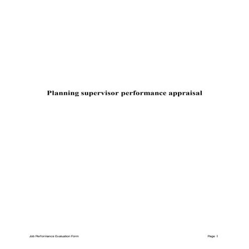 Planning supervisor performance appraisal
