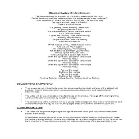 Planning Task One Music Video Draft .docx