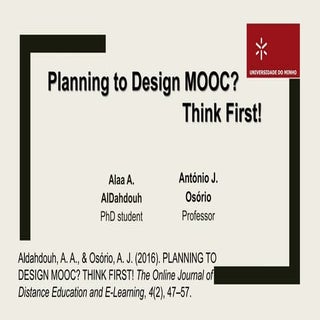 Planning to design mooc  think first!