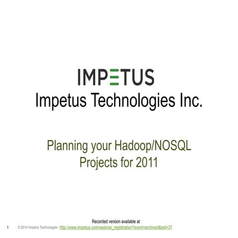 Planning Your Hadoop NoSQL Projects For 2011