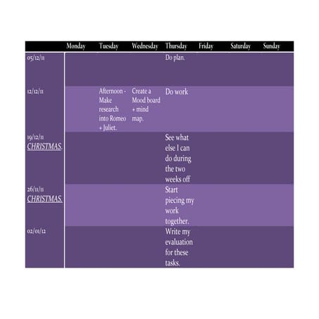 Assignment timetable | DOCX