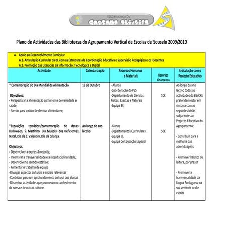 Plano actividades bes 09