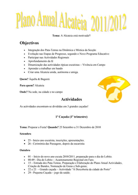 Plano anual  I secção 2011 2012