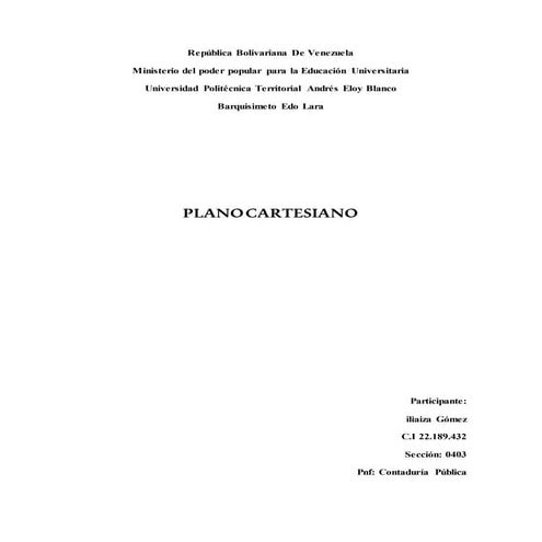 Plano cartesiano iliaiza gomez