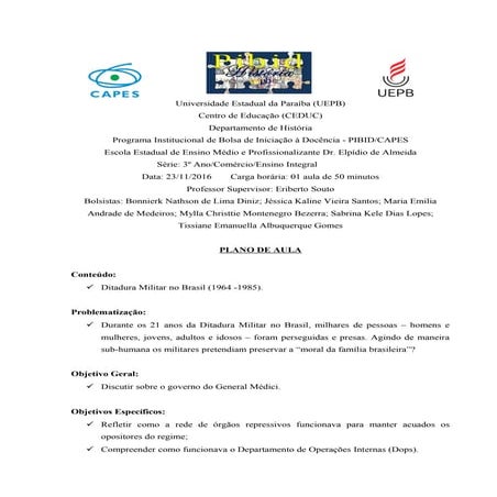 Plano de aula jogo de dominó passado presente