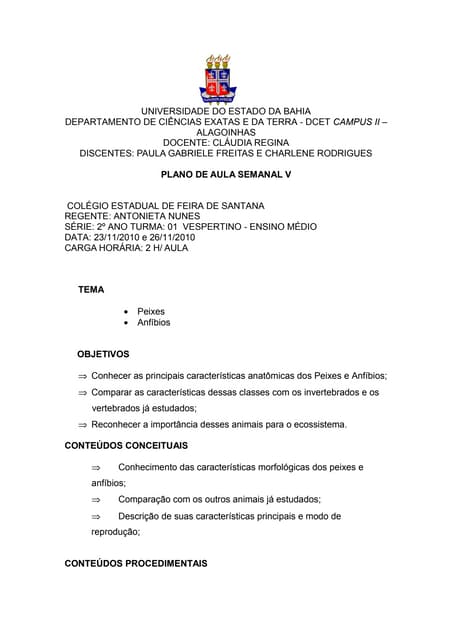 Plano de aula 5 peixes