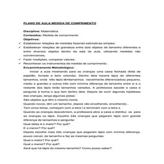 Plano de aula medida de comprimento