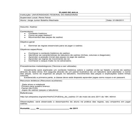 Plano de aula xadrez