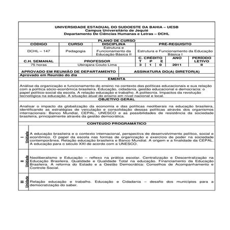 Plano de Curso - Estrutura II