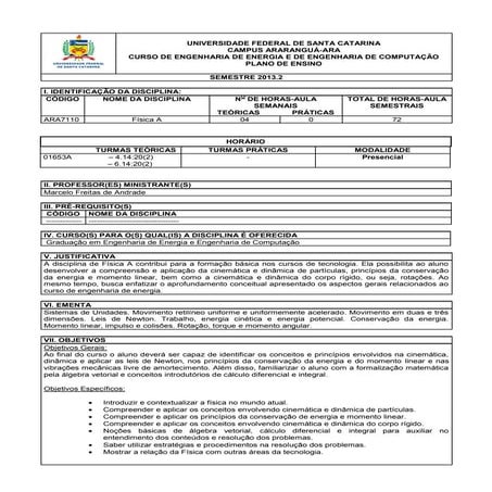Plano de ensino fisica | DOC