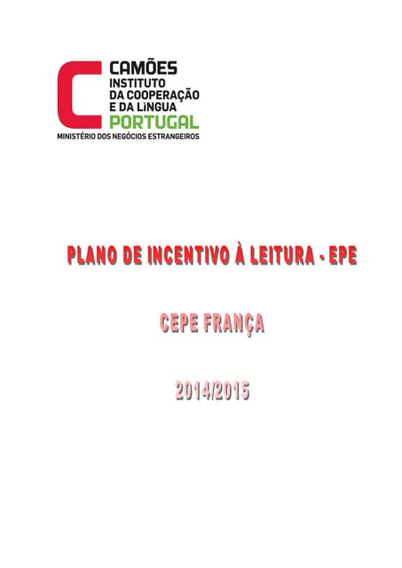 Plano de incentivo à leitura   CEPE...