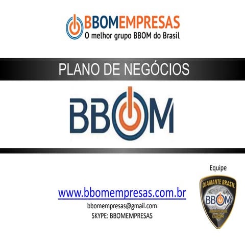 Plano de Marketing BBOM Diamante Brasil | PPTX