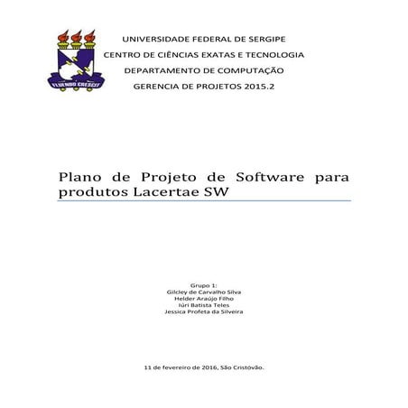 Plano de Projeto - Gerencia de Projetos