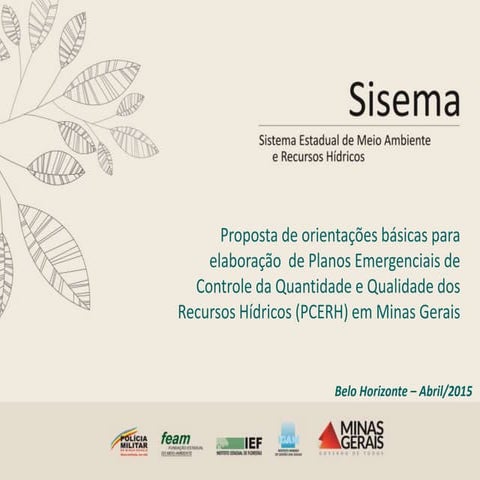 Apresentação IGAM - 23ª Reunião Extraordinária CBH Doce - Plano Emergencial de Controle Qualitativo e Quantitativo