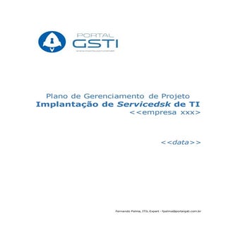 Plano projeto implantação servicedesk