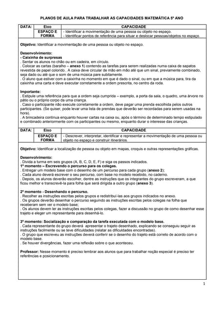 Planos de aula matematica 5 ano | PDF
