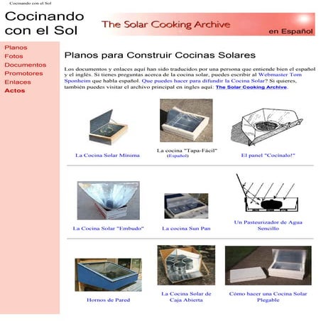 Planos para construir una Cocina Solar