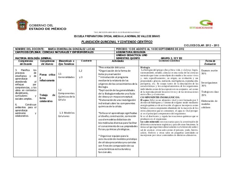 Plan quincenal biol gral