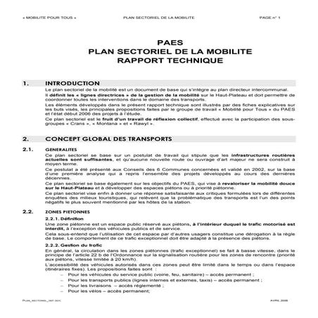 Plan sectoriel de la mobilite, Crans-Montana : circulation, transports public...
