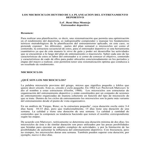 Plan semanal (microciclo)