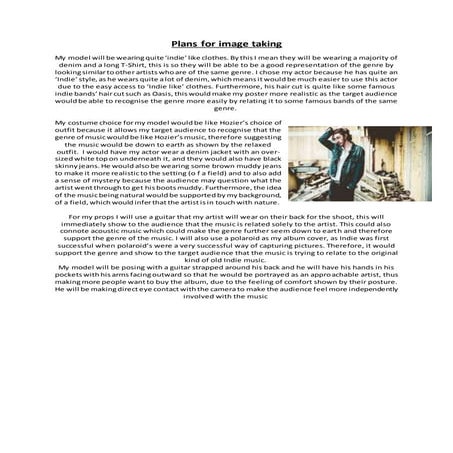 Plans for image taking