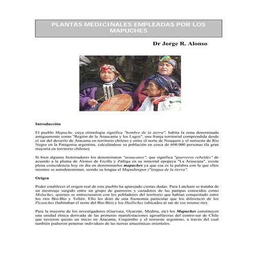 Plantas medicinales empleadas por los mapuches