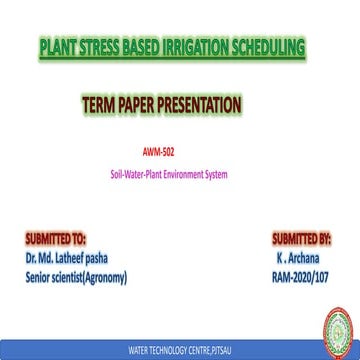 Plant based irrigation scheduling