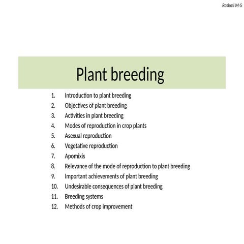 Plant breeding Part-1 (Introduction, objectives, activities, achievements and...