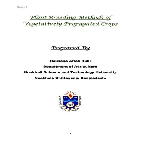 Plant breeding methods of vegetatively propagated crops   