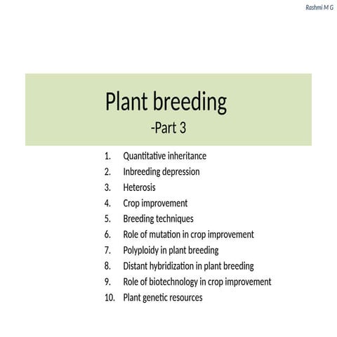 Plant breeding part 3(quantitative characters, polygenic inheritance, heteros...