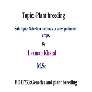 Plant Breeding: Principles, Methods and applications