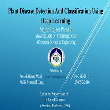 Plant disease detection and classification using deep learning | PPTX