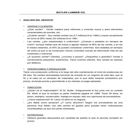 Planteamiento butler lumber co