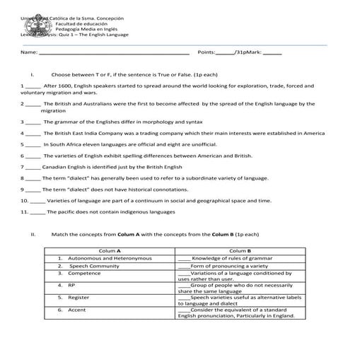 Reading comprehension test the english language | DOC