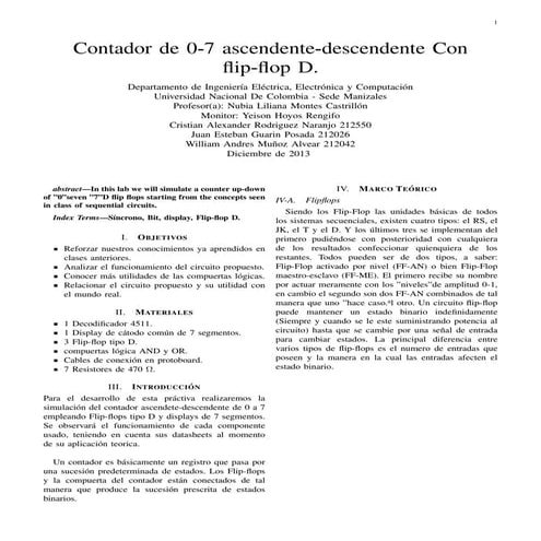 Contador de 0 a 7 flip flop tipo D