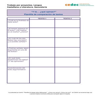 Plantilla de comparación de textos