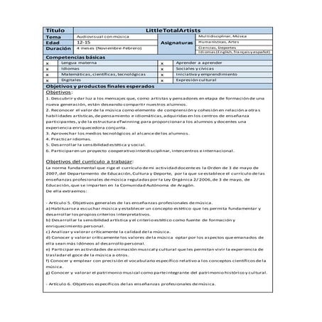 Proyecto eTwinning LittleTotalArtists