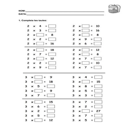 Fitxa taules multiplicar