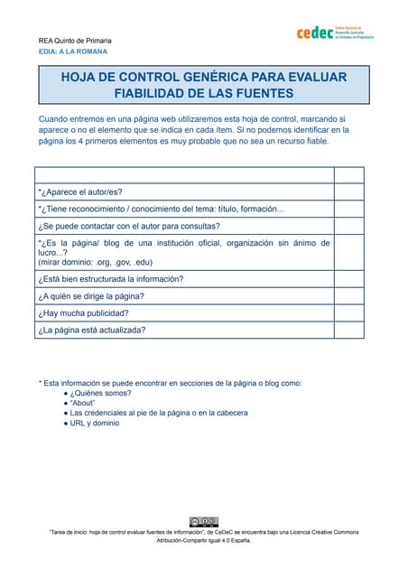 Hoja de control genérica para evalu...