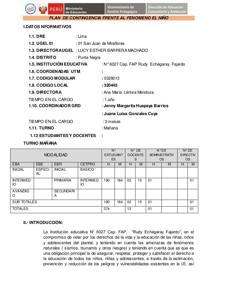 Plantilla plan contingencia