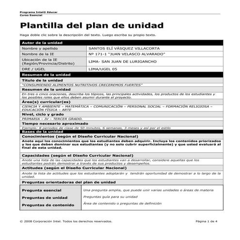 Plantilla plan unidad
