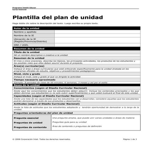 Plantilla plan unidad