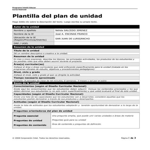 Plantilla plan unidad