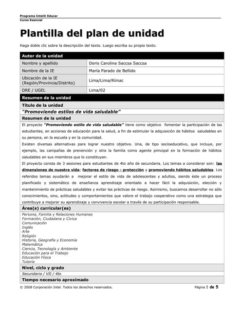 Plantilla plan unidad