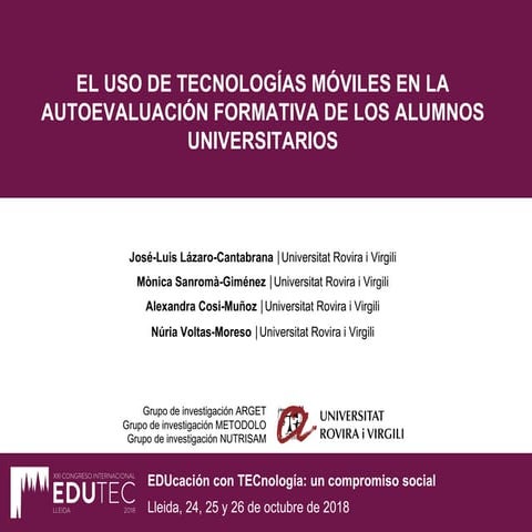 EL USO DE TECNOLOGÍAS MÓVILES EN LA AUTOEVALUACIÓN FORMATIVA DE LOS ALUMNOS U...