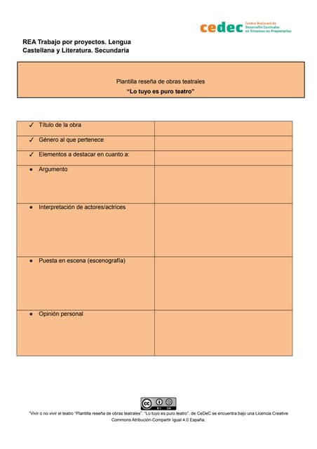 Plantilla para reseña de obras teat...