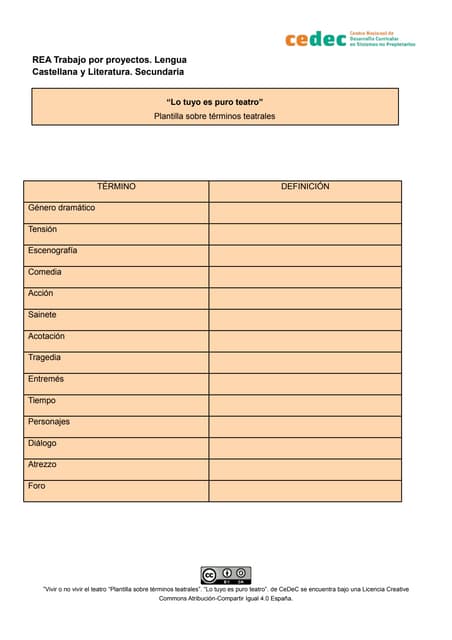 Plantilla  sobre términos teatrales