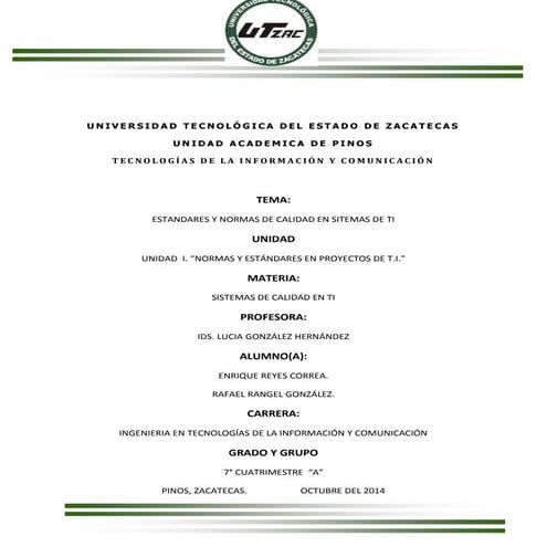 tabla comparativa de estandares