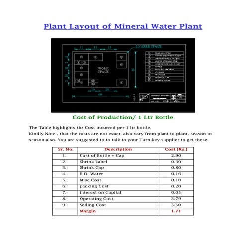 Plant layout of mineral water plant | PDF